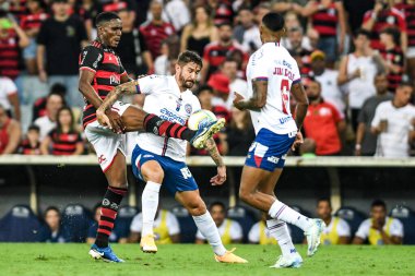 Rio, Brezilya - 12 Eylül 2024: Brezilya Kupası 'nda Flamengo x Bahia ile oynanan maçta Evertton Araujo oyuncusu, Maracana Stadyumu' nda çeyrek final maçı
