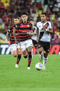 Rio, Brezilya - 15 Eylül 2024: Maracana Stadyumu 'nda düzenlenen Brezilya Şampiyonası' nda Flamengo x Vasxco arasında oynanan maçta David oyuncu