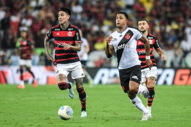 Rio, Brezilya - 15 Eylül 2024: Maracana Stadyumu 'nda düzenlenen Brezilya Şampiyonası' nda Flamengo x Vasxco arasında oynanan maçta David oyuncu
