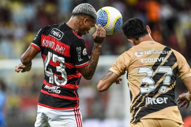 Rio, Brezilya - 29 Eylül 2024: Maracana Stadyumu 'nda düzenlenen Brezilya Şampiyonası' nda oynanan Flamengo x Athletico-PR maçında Wesley oyuncusu