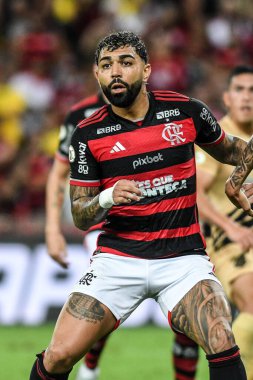 Rio, Brezilya - 29 Eylül 2024: Brezilya Maracana Stadyumu 'nda oynanan 27. turda Flamengo x Athletico-PR arasındaki maçta Gabi oyuncusu