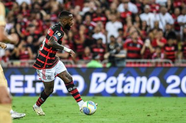 Rio, Brezilya - 29 Eylül 2024: Brezilya Maracana Stadyumu 'nda oynanan 27. turda Flamengo x Athletico-PR arasındaki maçta Geerson oyuncusu
