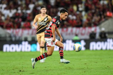 Rio, Brezilya - 29 Eylül 2024: Maracana Stadyumu 'nda düzenlenen Brezilya Şampiyonası' nda Flamengo x Athletico-PR arasında oynanan maçta Matheus Goncalf oyuncusu