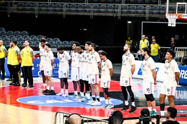 Rio, Brezilya - 24 Ekim 2024: Maracanazinho Stadyumu 'nda, Flamengo x Corinthians ile New Brazil Basketball (NBB) arasında oynanan maçta takım oyuncusu