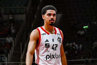 Rio, Brezilya - 24 Ekim 2024: Flamengo x Corinthians ile New Brazilian Basketball (NBB) arasında oynanan maçta Alexey oyuncusu, 03üncü tur, sezon 2024-25, Maracanazinho Stadyumu 'nda