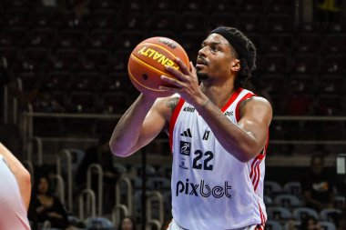 Rio, Brezilya - 24 Ekim 2024: Johnson Sr, New Brazilian Basketbol (NBB) tarafından oynanan Flamengo x Corinthians maçında Maracanazinho Stadyumu 'nda oynanan sezon 2024-25