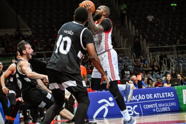Rio, Brezilya - 24 Ekim 2024: Yeni Brezilya Basketbolu (NBB) ile Flamengo x Corinthians arasında oynanan maçta Williams oyuncusu, Maracanazinho Stadyumu 'nda, sezon 2024-25