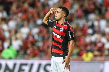 Rio, Brezilya - 22 Şubat 2025: Matheus Goncalf oyuncusu Flamengo x Marica ile Carioca Şampiyonası arasında oynanan karşılaşmayı Maracana Stadyumu 'nda 11. turda kutladı.