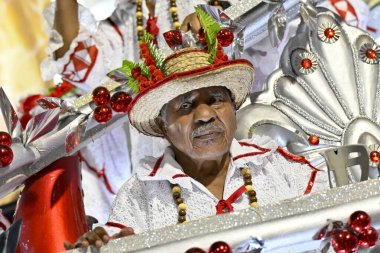 Rio, Brezilya - 3 Mart 2025: Sapucai Caddesi 'ndeki Rio de Janeiro şehrinde düzenlenen karnaval sırasında, özel grup Salgueiro samba okulunun geçit töreni