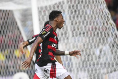 Rio, Brezilya - 16 Mart 2025: Maracana Stadyumu 'nda oynanan 2025 Carioca Şampiyonası final maçı için Flamengo x Fluminense arasındaki maç sırasında Plata