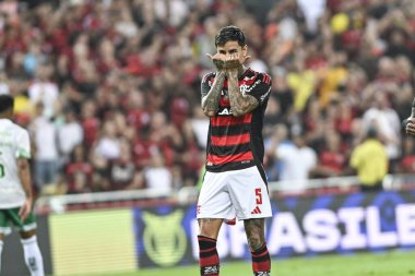 Rio, Brezilya - 16 Abril 2025: Flamengo x Juventude arasındaki maç sırasında Maracana Stadyumu 'nda oynanan Brezilya Şampiyonası 4rd.