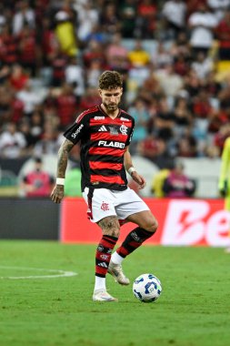Rio, Brezilya - Abril 16, 2025: Maracana Stadyumu 'nda oynanan Flamengo x Juventude maçında Leo Pereira oyuncusu