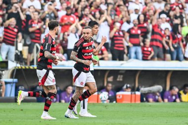Rio, Brezilya - Abril 27, 2025: Maracana Stadyumu 'nda düzenlenen Brezilya Şampiyonası' nda Flamengo x Corinthians arasında oynanan maçta Everton Cebolinha oyuncusu