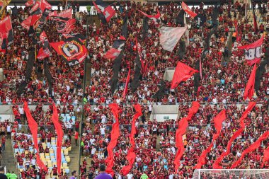Rio, Brezilya - Abril 27, 2025: Flamengo x Corinthians arasında oynanan maçta taraftarlar Maracana Stadyumu 'nda düzenlenen Brezilya Şampiyonası' nın 6rd.