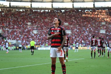 Rio, Brezilya - Abril 27, 2025: Maracana Stadyumu 'nda düzenlenen Brezilya Şampiyonası' nda Flamengo x Corinthians arasında oynanan maçta Pedro oyuncusu