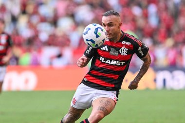 Rio, Brezilya - Abril 27, 2025: Maracana Stadyumu 'nda düzenlenen Brezilya Şampiyonası' nda Flamengo x Corinthians arasında oynanan maçta Everton Cebolinha oyuncusu