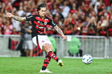 Rio, Brezilya - Abril 27, 2025: Maracana Stadyumu 'nda düzenlenen Brezilya Şampiyonası' nda Flamengo x Corinthians arasında oynanan maçta Pedro oyuncusu