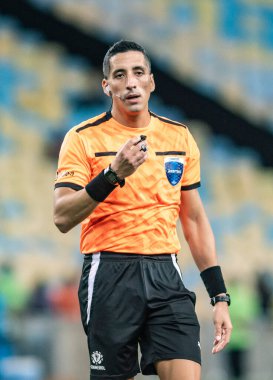 Rio de Janeiro, Brezilya - 14 Mayıs 2025: Yael Falcon hakem Fluminense (BRA) ve Fluminense x Union Espanola (CHI) arasında oynanan futbol karşılaşmasında grup, Sudamerica Kupası 2025