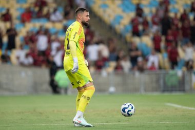 Rio, Brezilya - 21 Mayıs 2025: Maracana Stadyumu 'nda oynanan Flamengo x Botafogo-PB maçında Mateus Cunha oyuncusu