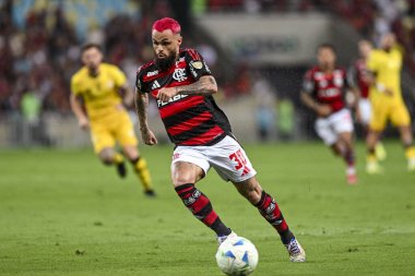 Rio de Janeiro, Brezilya - 28 Mayıs 2025, Michael, Flamengo ve Deportivo Takira 'ya karşı oynanan maçta 2025 Libertadores Kupası için Maracana Stadyumu' nda mücadele etti.