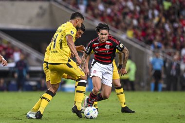 Rio de Janeiro, Brezilya - 28 Mayıs 2025, Pedro Flamengo ve Deportivo Tachira 'ya karşı oynanan maçta 2025 Libertadores Kupası için Maracana Stadyumu' nda