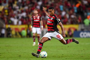 Rio de Janeiro, Brezilya - 28 Mayıs 2025, Flamengo ve Deportivo Takira ile oynanan maçta Alex Sandro, 2025 Libertadores Kupası için Maracana Stadyumu 'nda mücadele etti.