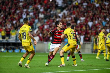 Rio de Janeiro, Brezilya - 28 Mayıs 2025, Pedro Flamengo ve Deportivo Tachira 'ya karşı oynanan maçta 2025 Libertadores Kupası için Maracana Stadyumu' nda