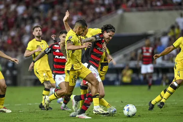 Rio de Janeiro, Brezilya - 28 Mayıs 2025, Pedro Flamengo ve Deportivo Tachira 'ya karşı oynanan maçta 2025 Libertadores Kupası için Maracana Stadyumu' nda