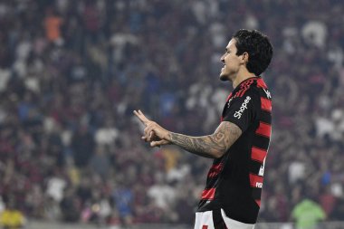 Rio, Brezilya - 24 Ağustos 2025: Maracana Stadyumu 'nda oynanan Flamengo x Vitoria maçında Pedro oyuncusu