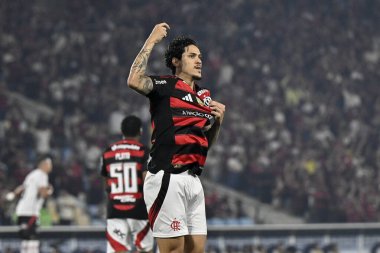 Rio, Brezilya - 24 Ağustos 2025: Maracana Stadyumu 'nda oynanan Flamengo x Vitoria maçında Pedro oyuncusu