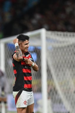 Rio, Brezilya - 24 Ağustos 2025: Maracana Stadyumu 'nda oynanan Flamengo x Vitoria maçında Pedro oyuncusu