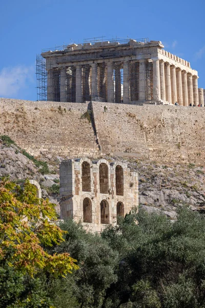 Афины Греция Октября 2022 Года Вид Акрополь Афин Театр Диониса — стоковое фото