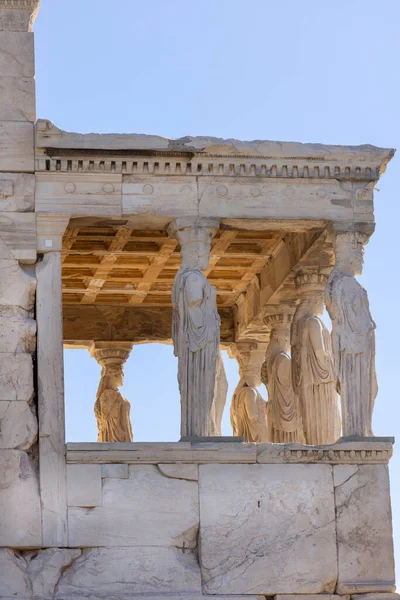 Erechtheion Temple Athena Polias Acropolis Athens Greece Вид Портик Діви — стокове фото