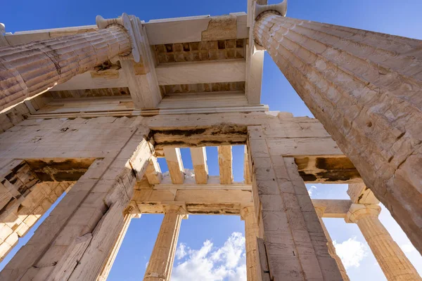 Propylaia Monumental Ceremonial Gateway Great Columns Acropolis Athens Greece Ancient — Stock Photo, Image