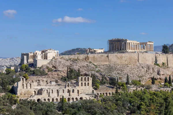 アテネ ギリシャ 2022年10月17日 ムーズ丘からアテネのアクロポリスとディオニュソス劇場の眺め — ストック写真