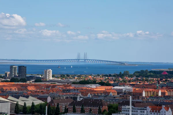 Copenhagen Denmark June 2019 Aerial View City Oresund Bridge Railway — стоковое фото