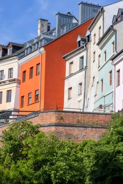 View of the decorative facades of tenement houses in the Old Town, Lublin, Poland. Lublin Old Town is one of the most significant Polish complexes of historic buildings