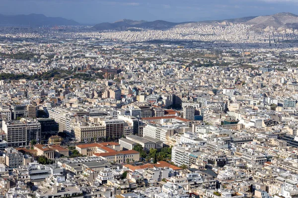 Ateny Grecja Października 2022 Widok Góry Lycabettus Miasta Głównym Bulding — Zdjęcie stockowe