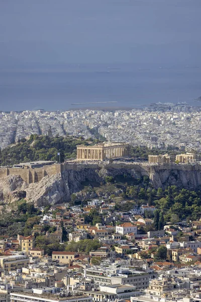 Atenas Grécia Outubro 2022 Vista Aérea Cidade Monte Lycabettus Dia — Fotografia de Stock