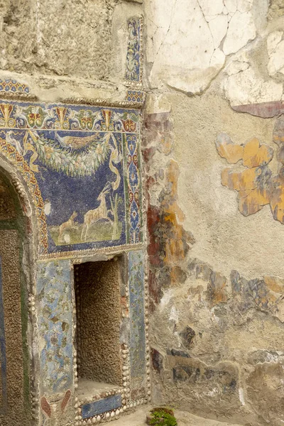 Herculaneum Campania Talya Haziran 2021 Neptün Hanedanı Nın Duvarında Mozaik — Stok fotoğraf