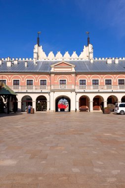 Lublin, Poland - May 23, 2022: Lublin Castle, view from the courtyard on the facade with the main entrance. Castle is one of the oldest preserved Royal residencies in Poland