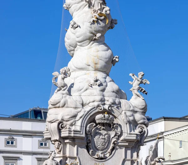Linz Austria Marca 2023 Barokowa Kolumna Trójcy Przenajświętszej Głównym Placu — Zdjęcie stockowe