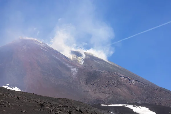 Volcano Mount Etna Smoking Peak Main Crater Etna Active Stratovolcano — Stock Photo, Image