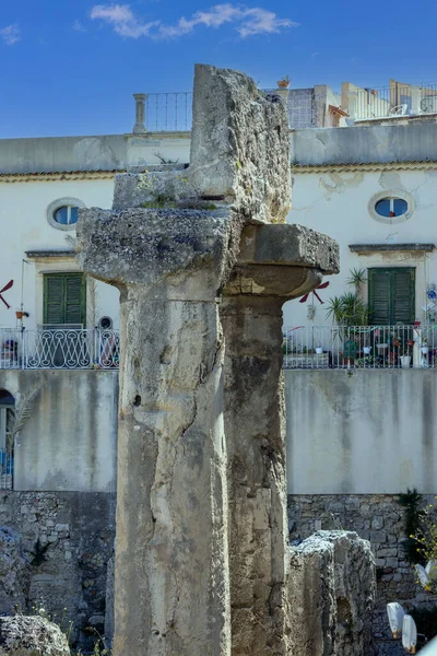 Syrakusa Sicilien Italien April 2023 Rester Apollotemplet Vid Piazza Pancali — Stockfoto
