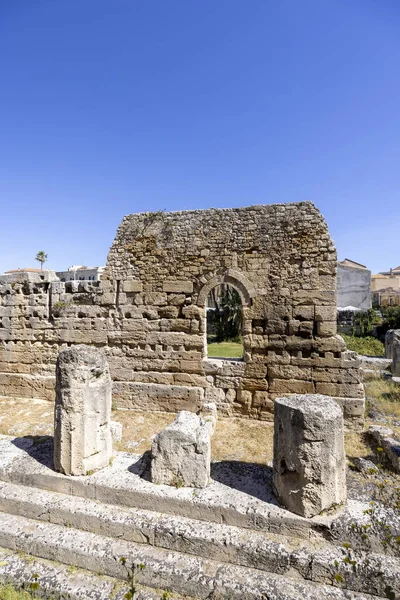 Siracusa Sicilia Italia Abril 2023 Restos Del Templo Apolo Piazza —  Fotos de Stock