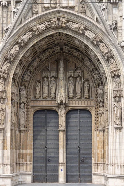 Brussels Belgium May 2023 Facade Medieval Church Our Blessed Lady — Stock Photo, Image