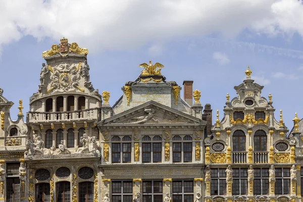 Stock image Brussels; Belgium - May 17; 2023: Facades of medieval baroque tenement houses. These are magnificent halls of the former Brussels guilds in Grand Place