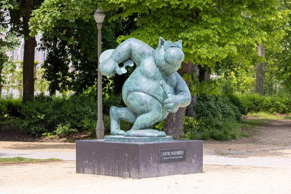 Bruksela Belgia Maja 2023 Jedna Rzeźb Słynnego Belgijskiego Bohatera Komiksu — Zdjęcie stockowe