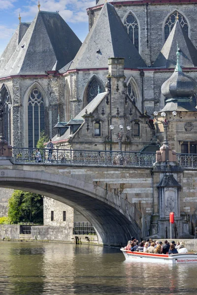 Gent Belgien Mai 2023 Sankt Michael Kirche Sint Michielskerk Fluss — Stockfoto
