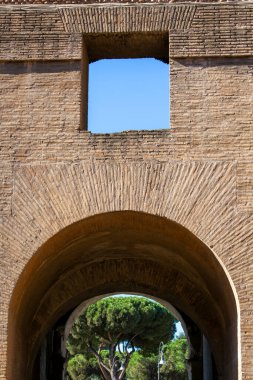 Roma, İtalya - 8 Ekim 2020: Kolezyum, 1. yüzyıl antikası, oval amfitiyatro şehrin merkezinde, New7Wonders of the World